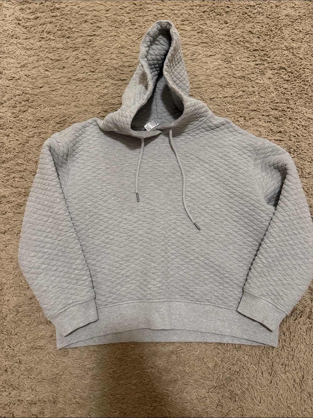 Women’s Quilted Light Gray Hoodie Sweater